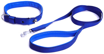 Kennel Foam Padded Nylon Collar Set & Leash (1")